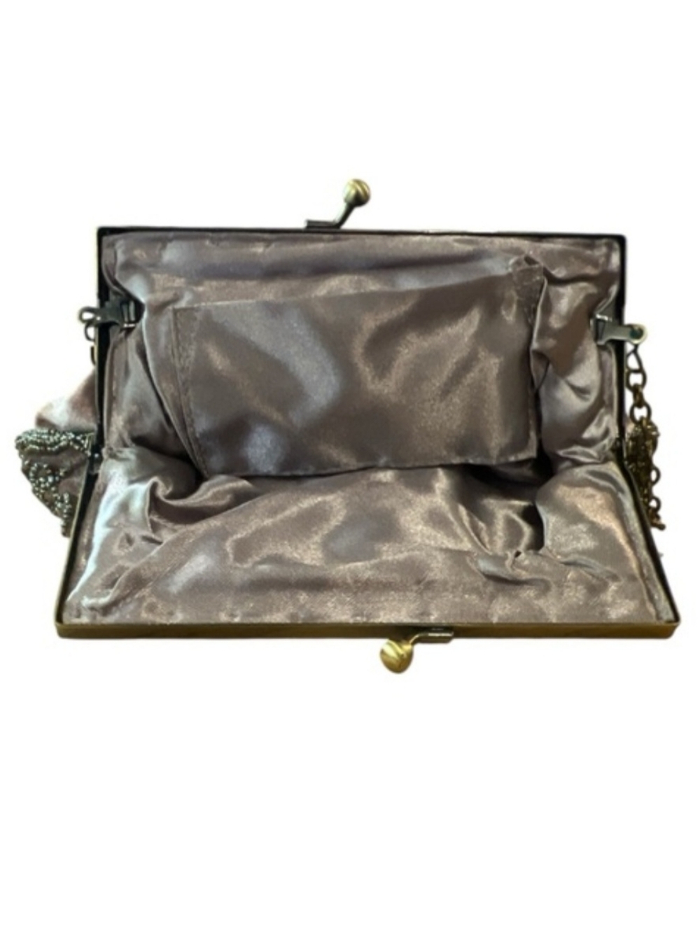 Vintage Embellished Floral Frame Clutch (Taupe/Light Lavender) - Picture 5 of 7